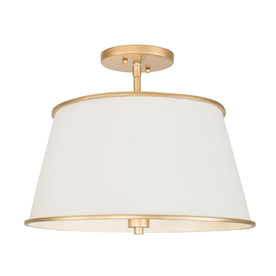 Coco Four Light Semi-Flush Mount in Matte White/French Gold - available from The Lighting Shoppe, trusted by Canadian homeowners
