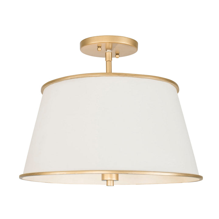 Coco Four Light Semi-Flush Mount in Matte White/French Gold - available from The Lighting Shoppe, trusted by Canadian homeowners