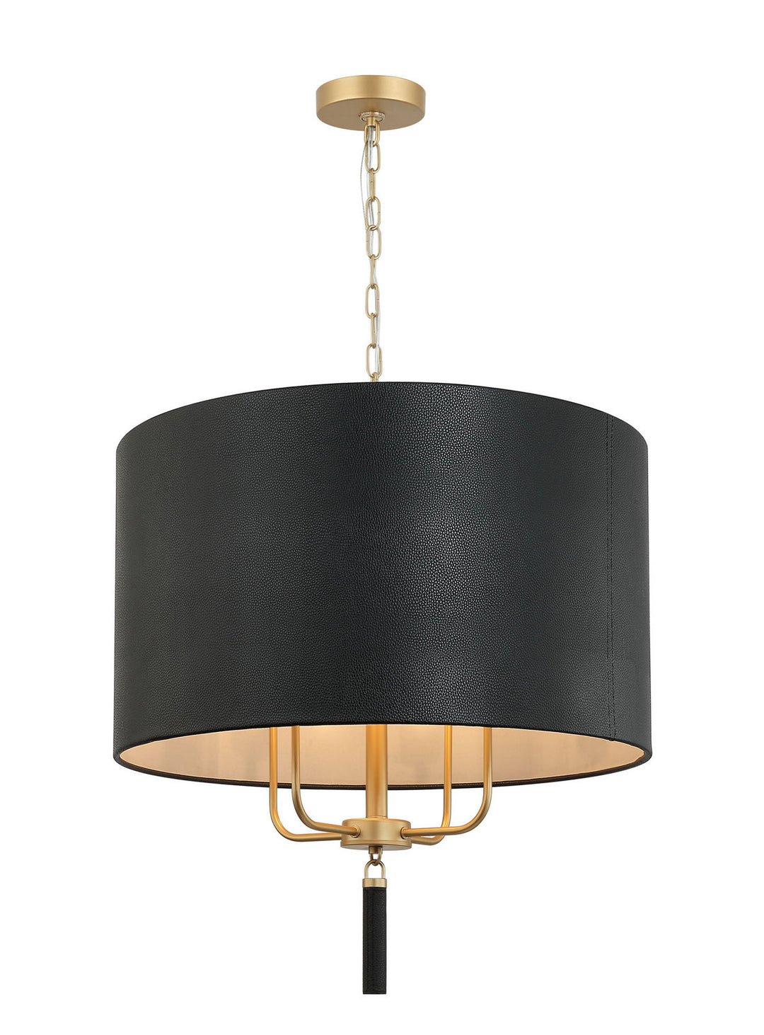 Secret Agent Four Light Pendant in Painted Gold/Black Leather - available from The Lighting Shoppe, trusted by Canadian homeowners