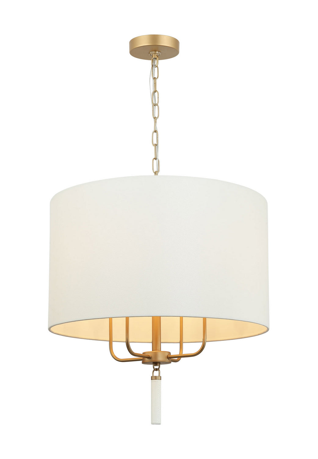 Secret Agent Four Light Pendant in Painted Gold/White Leather - available from The Lighting Shoppe, trusted by Canadian homeowners