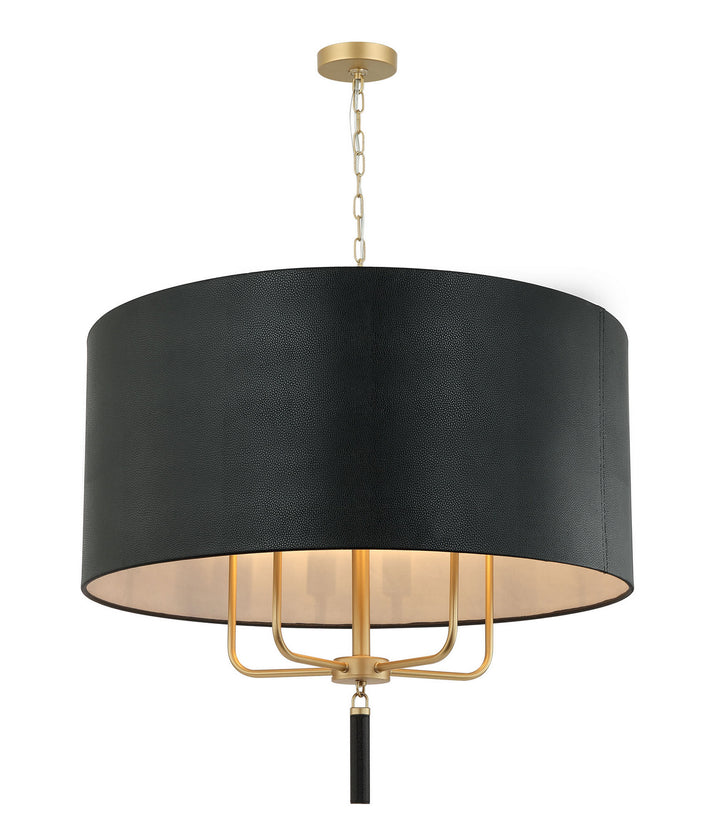 Secret Agent Five Light Pendant in Painted Gold/Black Leather - available from The Lighting Shoppe, trusted by Canadian homeowners