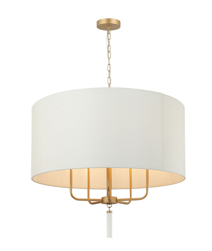 Secret Agent Five Light Pendant in Painted Gold/White Leather - available from The Lighting Shoppe, trusted by Canadian homeowners