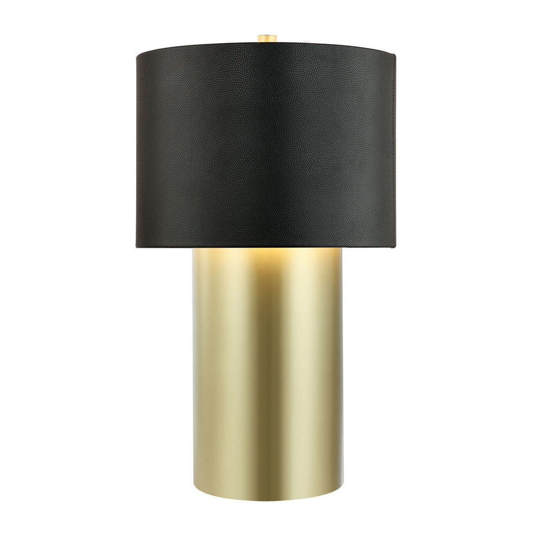 Secret Agent One Light Table Lamp in Painted Gold/Black Leather - available from The Lighting Shoppe, trusted by Canadian homeowners