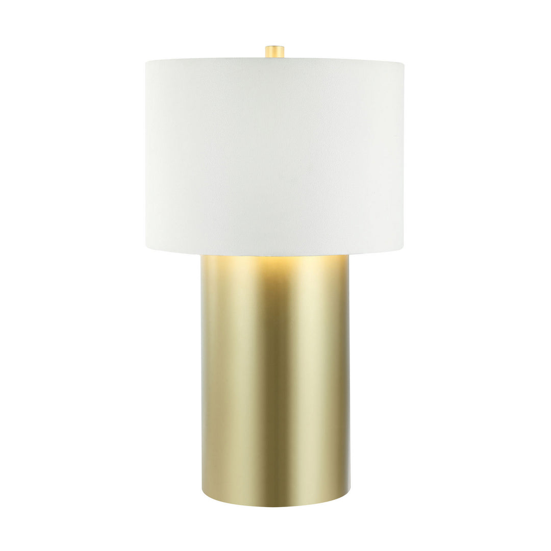 Secret Agent One Light Table Lamp in Painted Gold/White Leather - available from The Lighting Shoppe, trusted by Canadian homeowners
