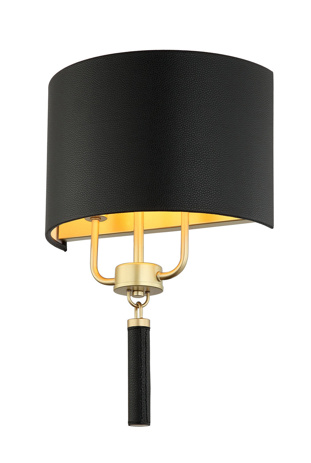 Secret Agent Two Light Wall Sconce in Painted Gold/Black Leather - available from The Lighting Shoppe, trusted by Canadian homeowners