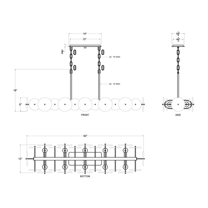 Varaluz - 370N10HG - Ten Light Linear Pendant - Cosmos - Havana Gold