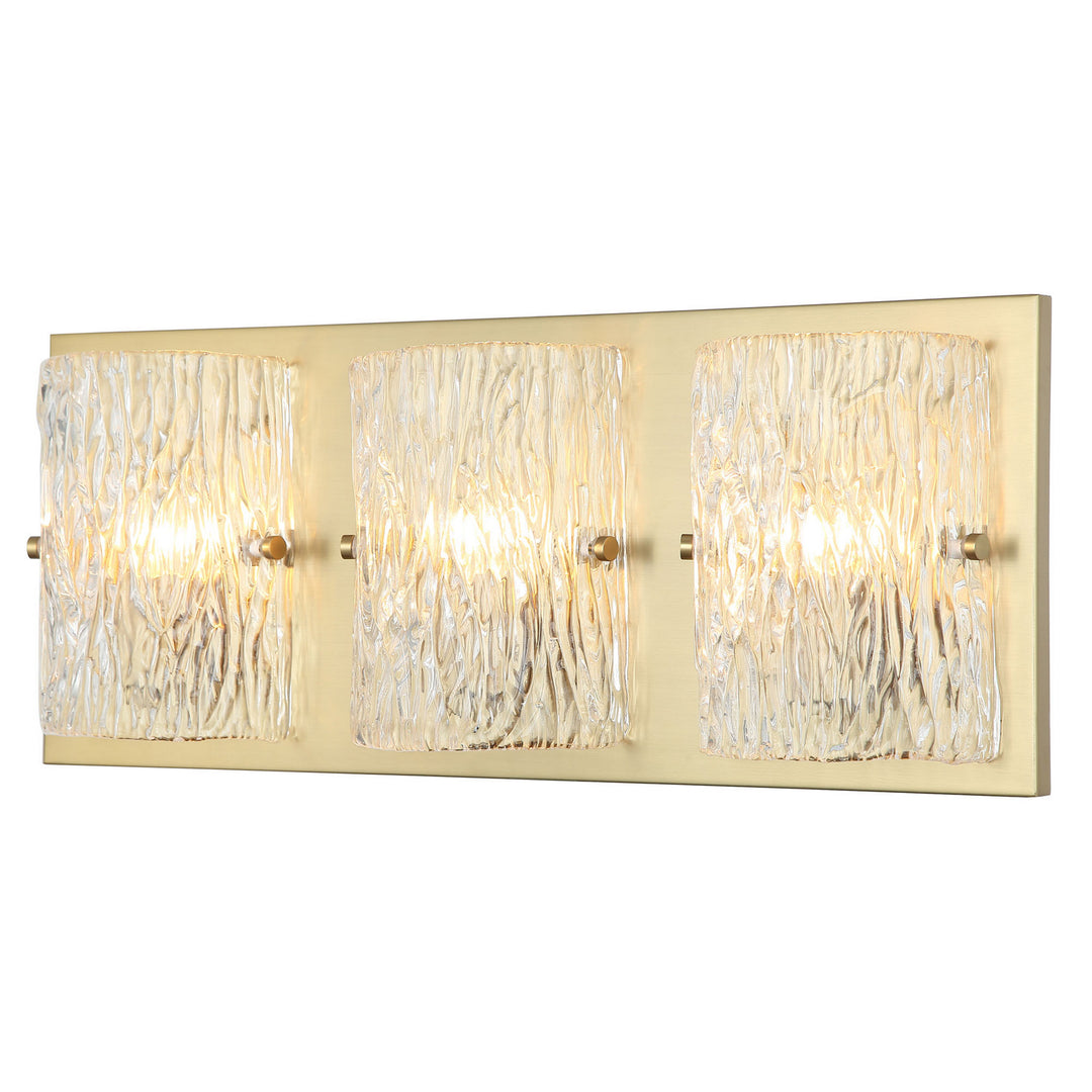 Morgan Three Light Bath in Satin Brass - available from The Lighting Shoppe, trusted by Canadian homeowners
