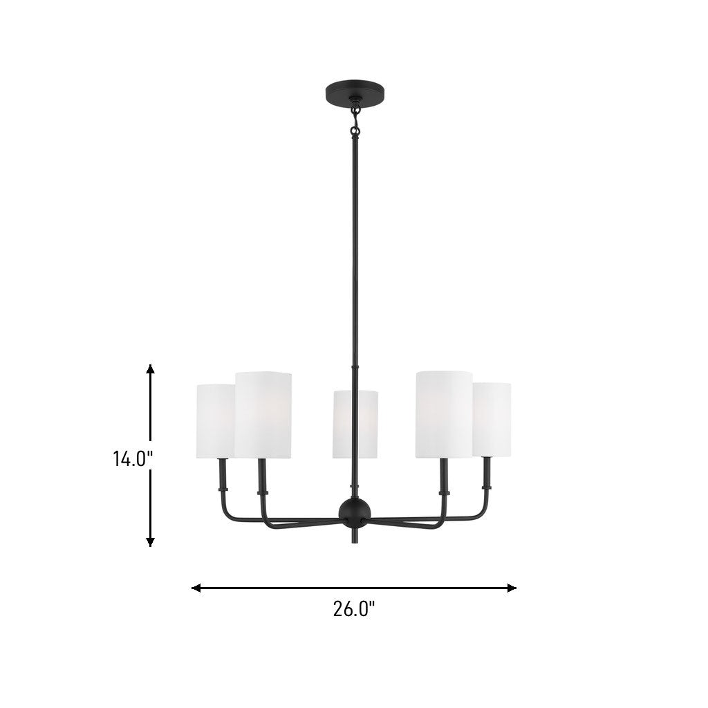 Visual Comfort Studio Canada - 3109305-112 - Five Light Chandelier - Foxdale - Midnight Black