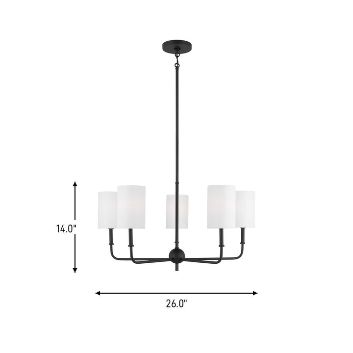 Visual Comfort Studio Canada - 3109305-112 - Five Light Chandelier - Foxdale - Midnight Black