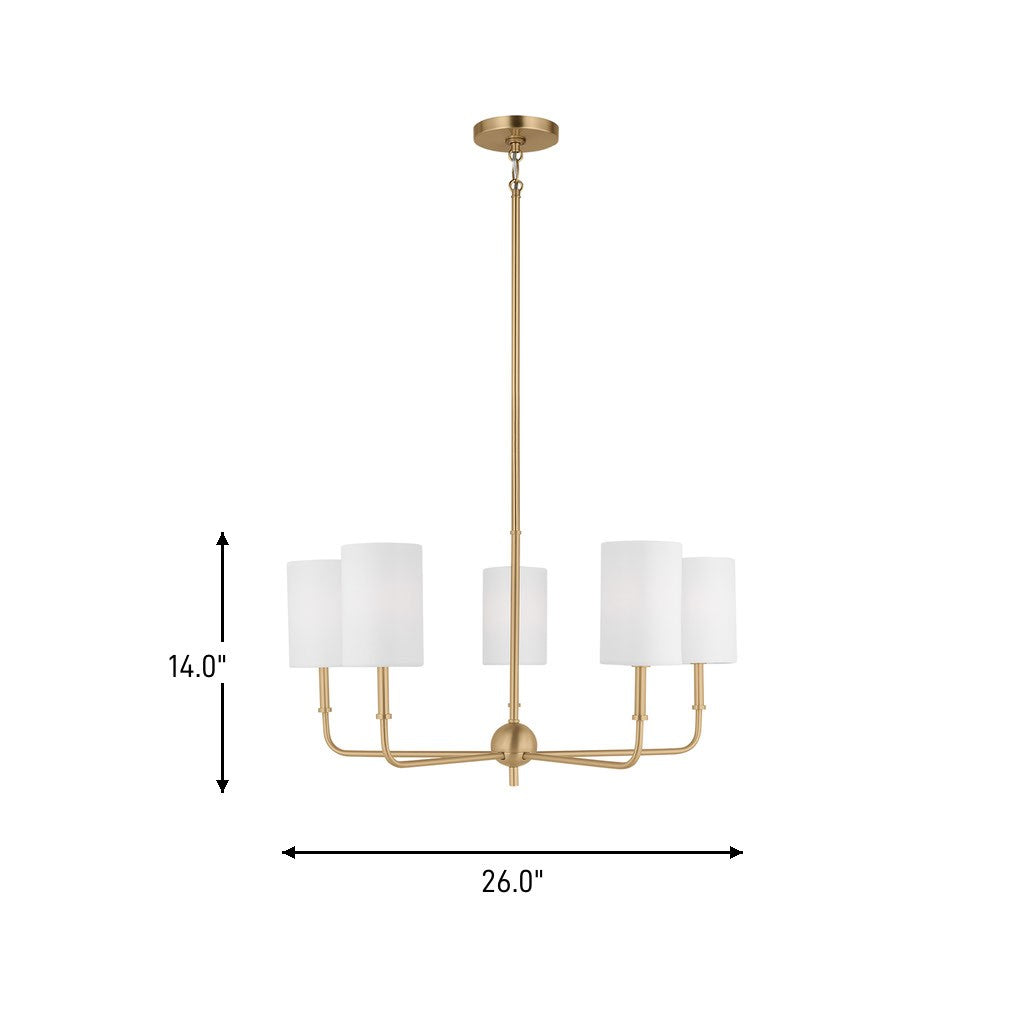 Visual Comfort Studio Canada - 3109305-848 - Five Light Chandelier - Foxdale - Satin Brass