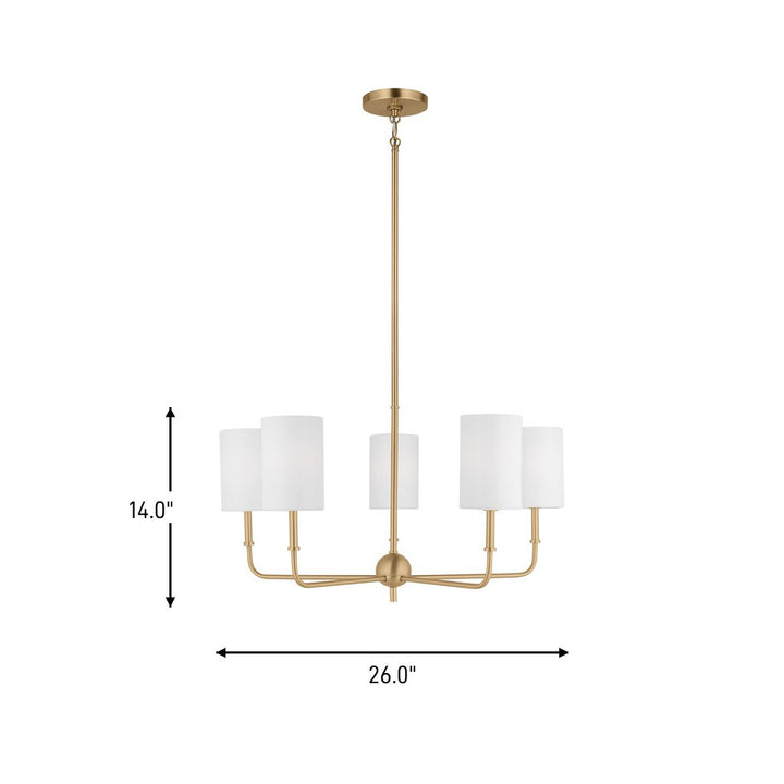 Visual Comfort Studio Canada - 3109305-848 - Five Light Chandelier - Foxdale - Satin Brass