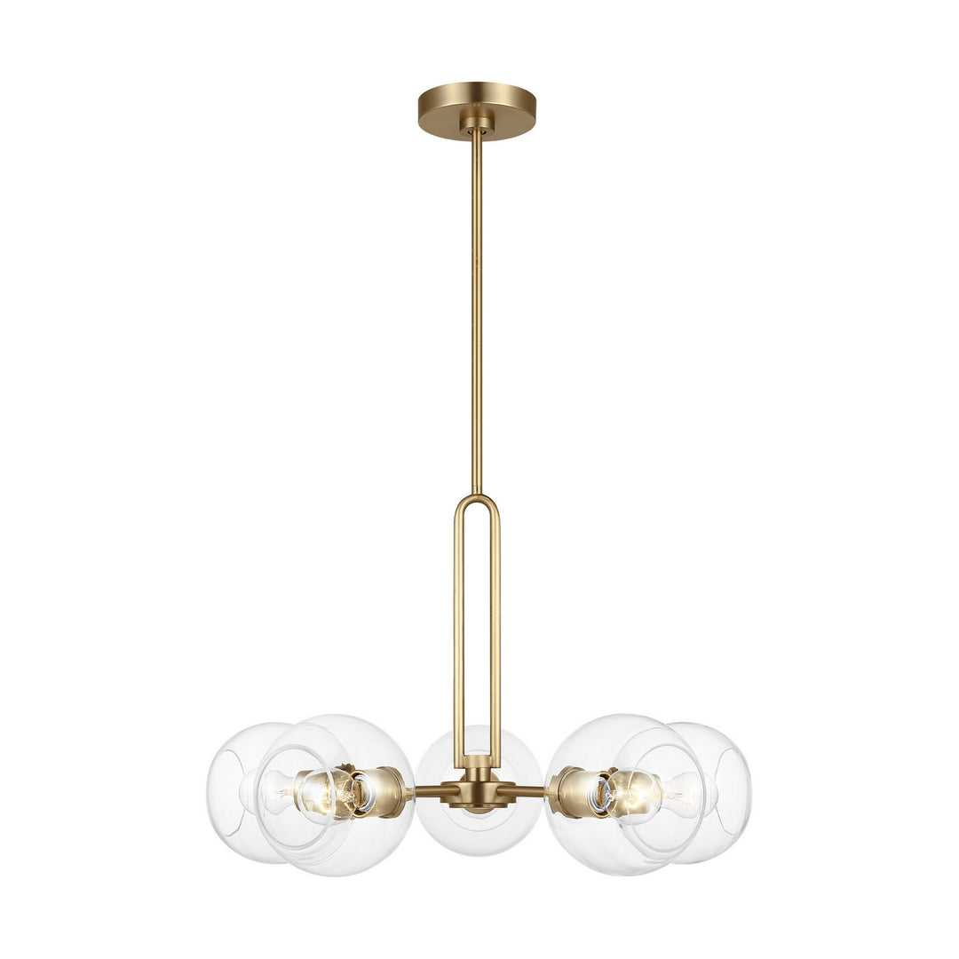 Codyn Five Light Chandelier in Satin Brass - available from The Lighting Shoppe, trusted by Canadian homeowners