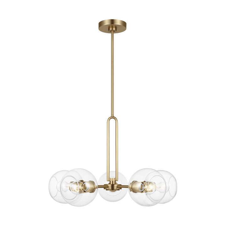 Codyn Five Light Chandelier in Satin Brass - available from The Lighting Shoppe, trusted by Canadian homeowners