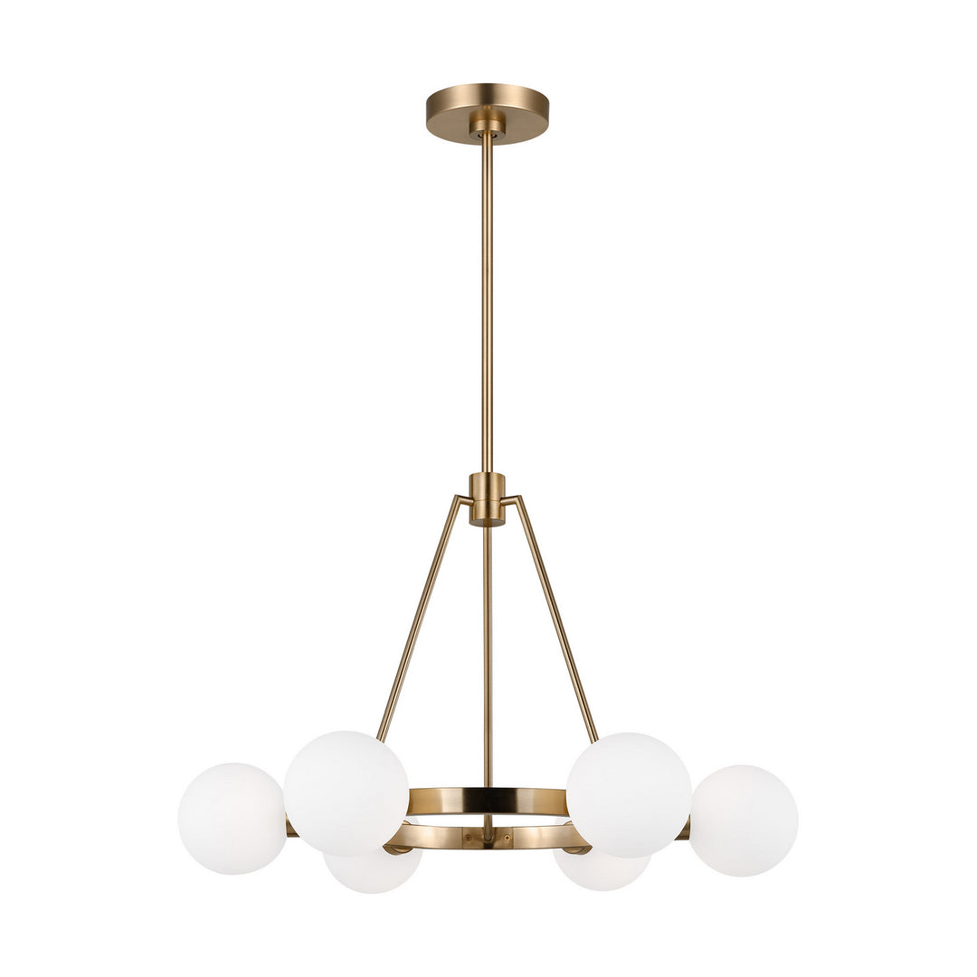 Clybourn Six Light Chandelier in Satin Brass - available from The Lighting Shoppe, trusted by Canadian homeowners