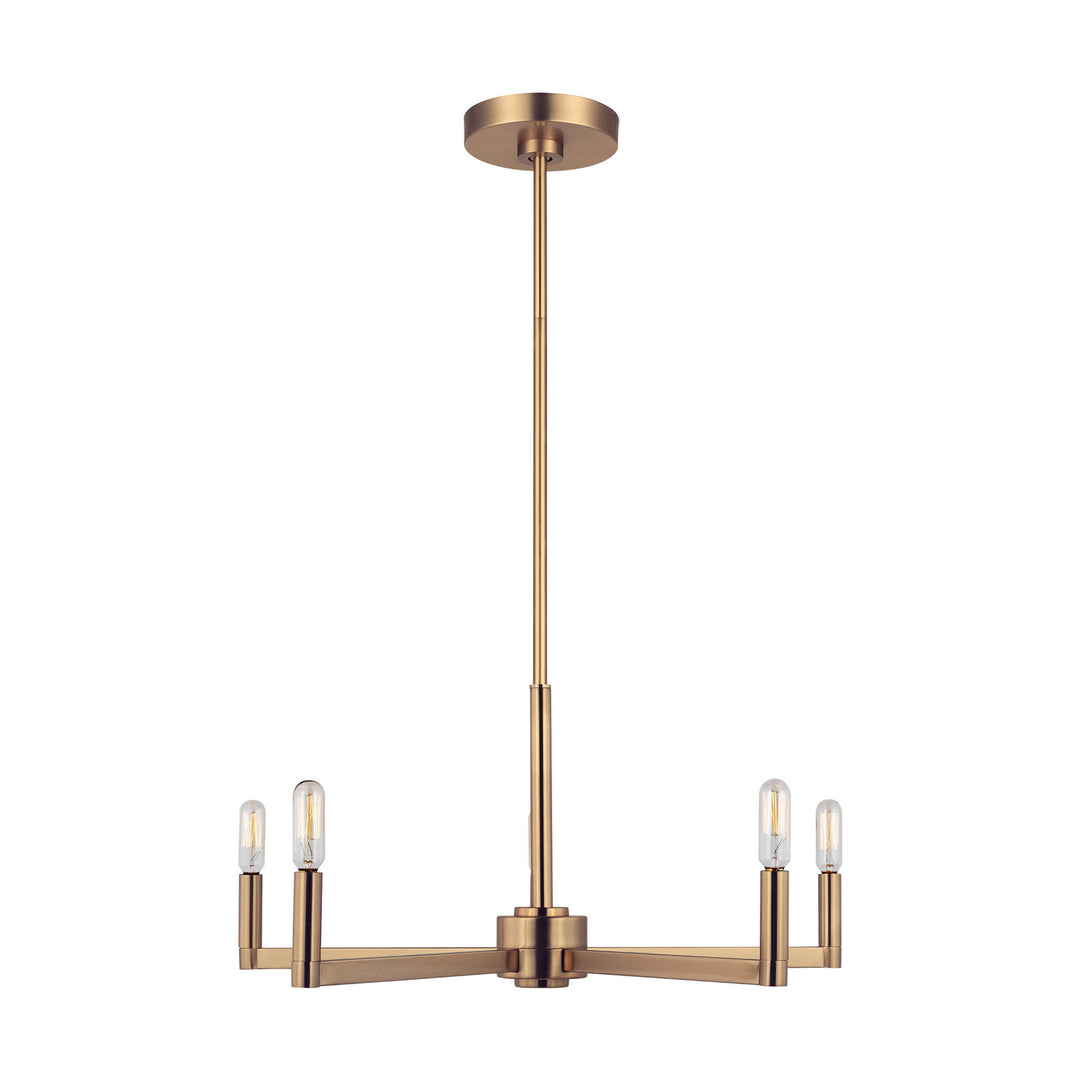 Fullton Five Light Chandelier in Satin Brass - available from The Lighting Shoppe, trusted by Canadian homeowners
