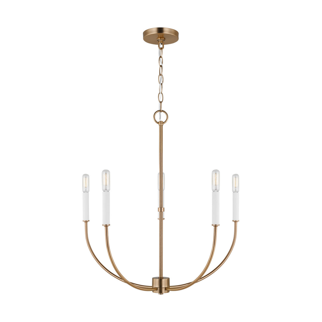 Greenwich Five Light Chandelier in Satin Brass - available from The Lighting Shoppe, trusted by Canadian homeowners