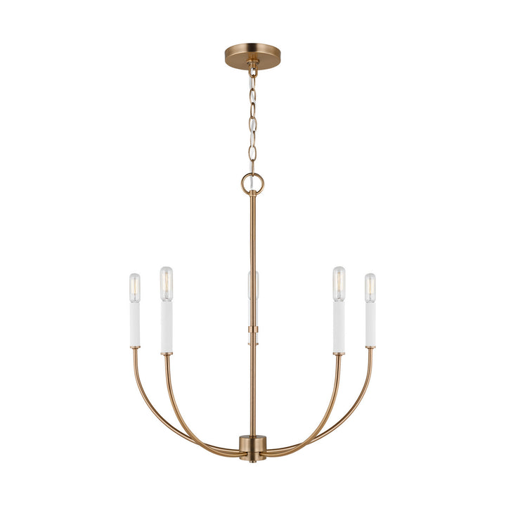 Greenwich Five Light Chandelier in Satin Brass - available from The Lighting Shoppe, trusted by Canadian homeowners