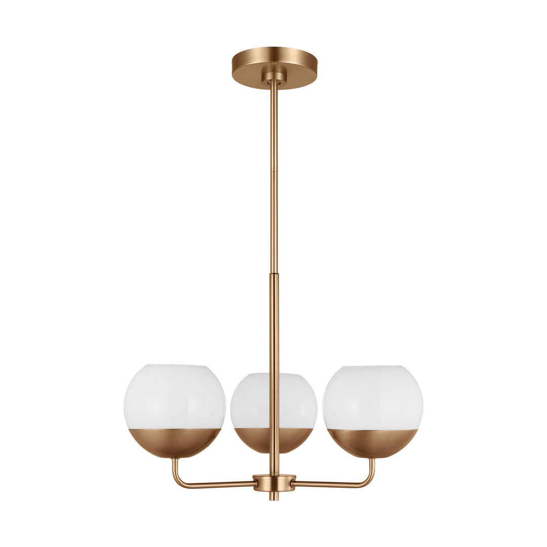 Alvin Three Light Chandelier in Satin Brass - available from The Lighting Shoppe, trusted by Canadian homeowners