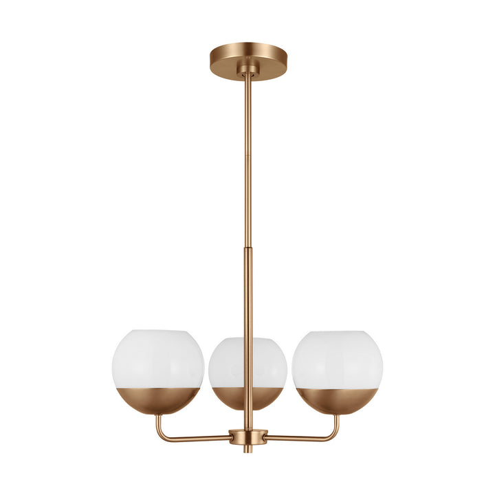 Alvin Three Light Chandelier in Satin Brass - available from The Lighting Shoppe, trusted by Canadian homeowners