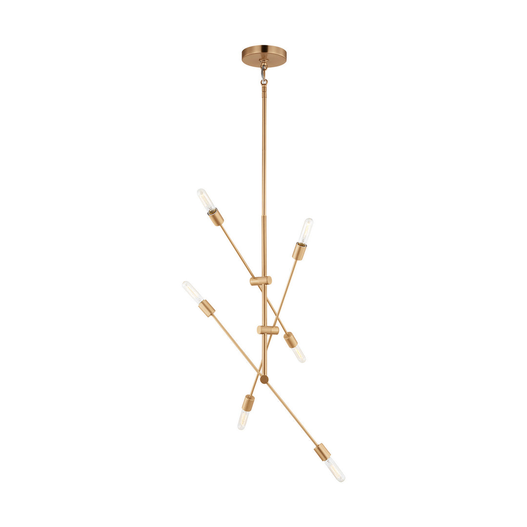 Axis Six Light Chandelier in Satin Brass - available from The Lighting Shoppe, trusted by Canadian homeowners