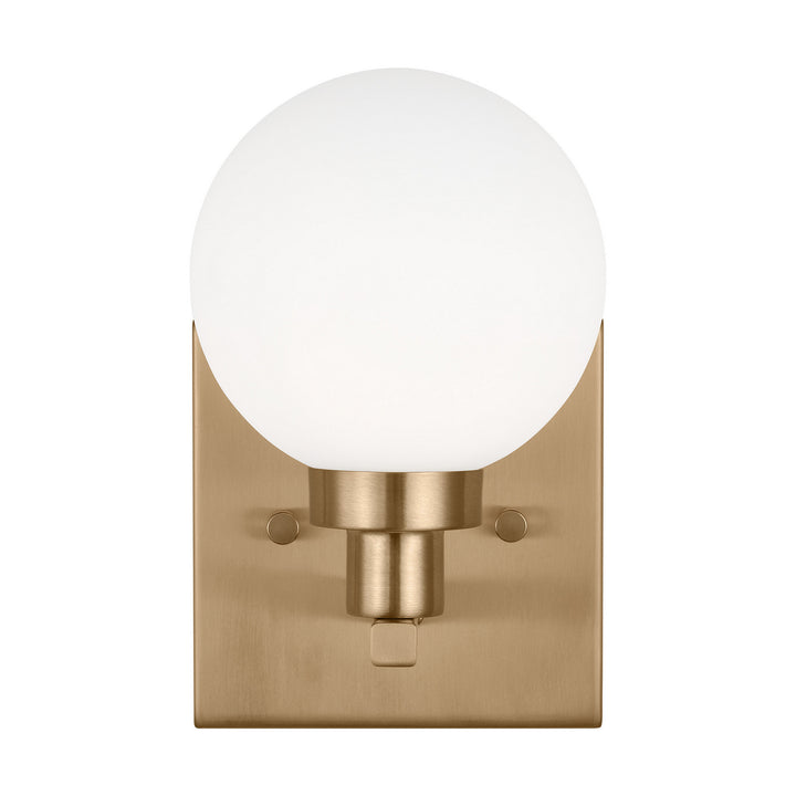Clybourn One Light Bath Vanity in Satin Brass - available from The Lighting Shoppe, trusted by Canadian homeowners