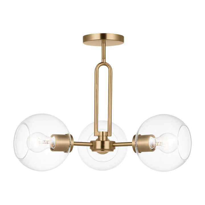 Codyn Three Light Semi-Flush Mount in Satin Brass - available from The Lighting Shoppe, trusted by Canadian homeowners