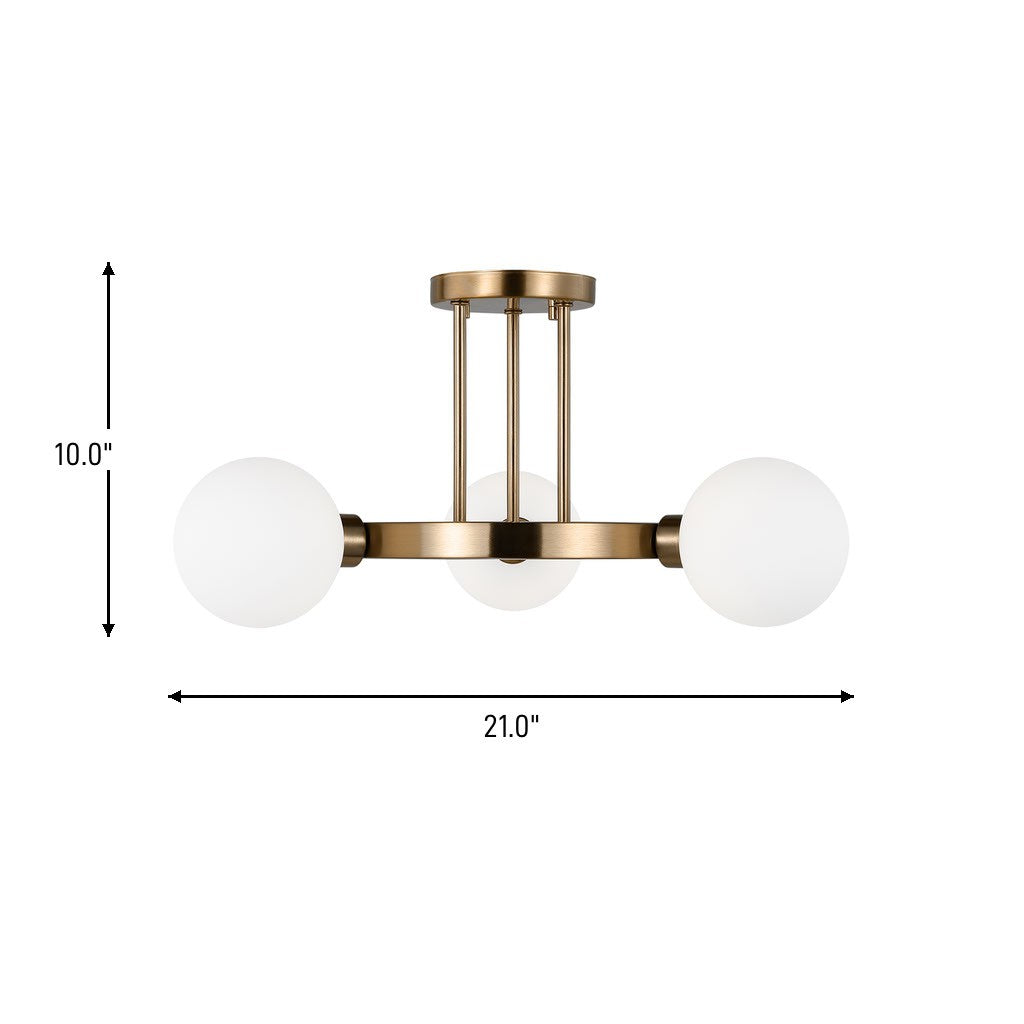 Visual Comfort Studio Canada - 7761603-848 - Three Light Semi-Flush Mount - Clybourn - Satin Brass