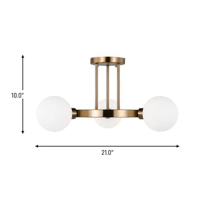 Visual Comfort Studio Canada - 7761603-848 - Three Light Semi-Flush Mount - Clybourn - Satin Brass
