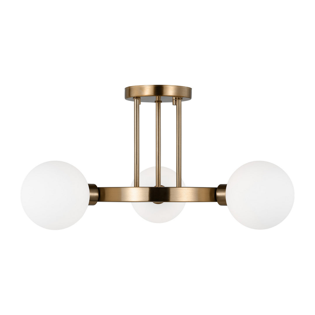 Clybourn Three Light Semi-Flush Mount in Satin Brass - available from The Lighting Shoppe, trusted by Canadian homeowners