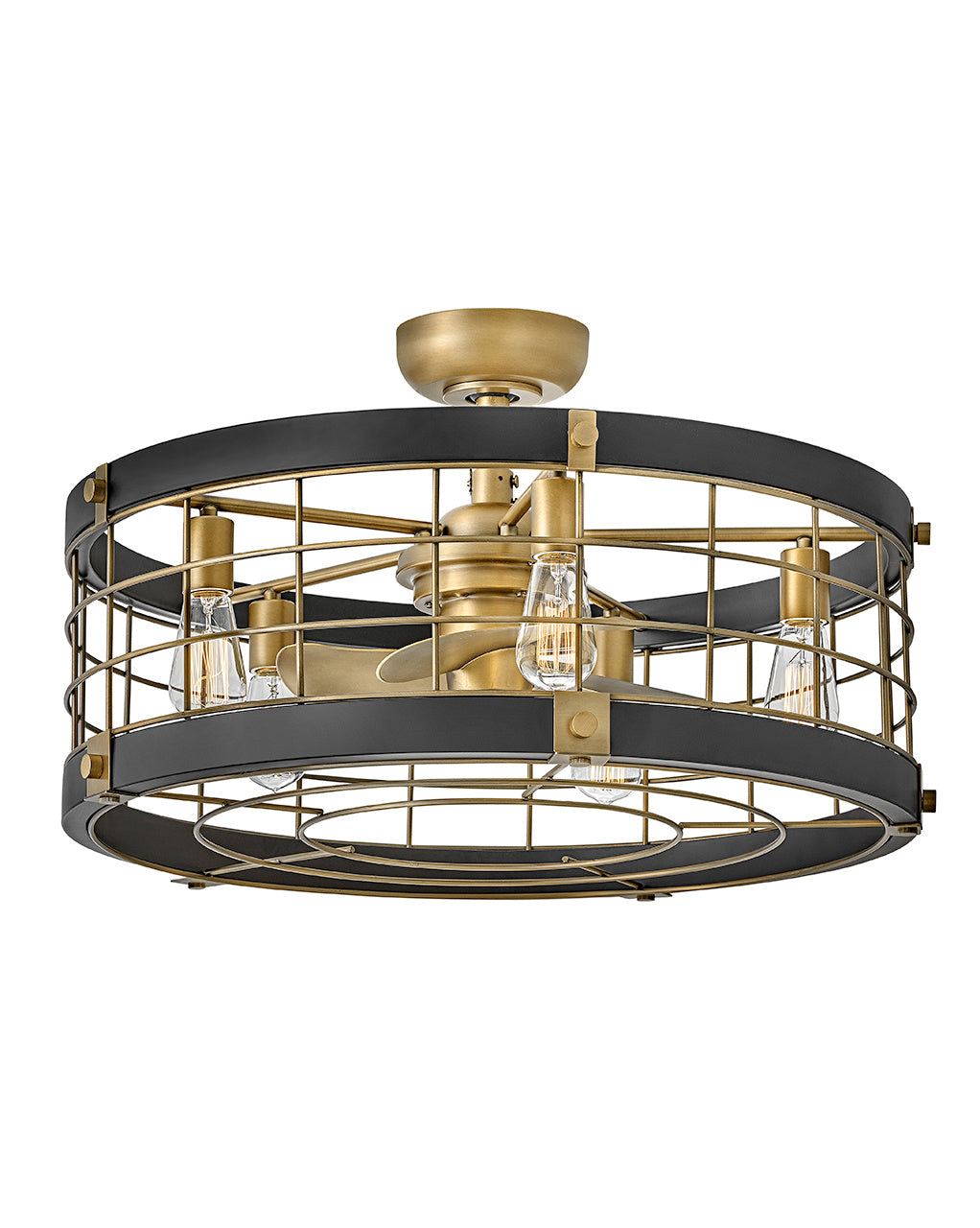Bryce 27" LED Fandelier in Heritage Brass - available from The Lighting Shoppe, trusted by Canadian homeowners