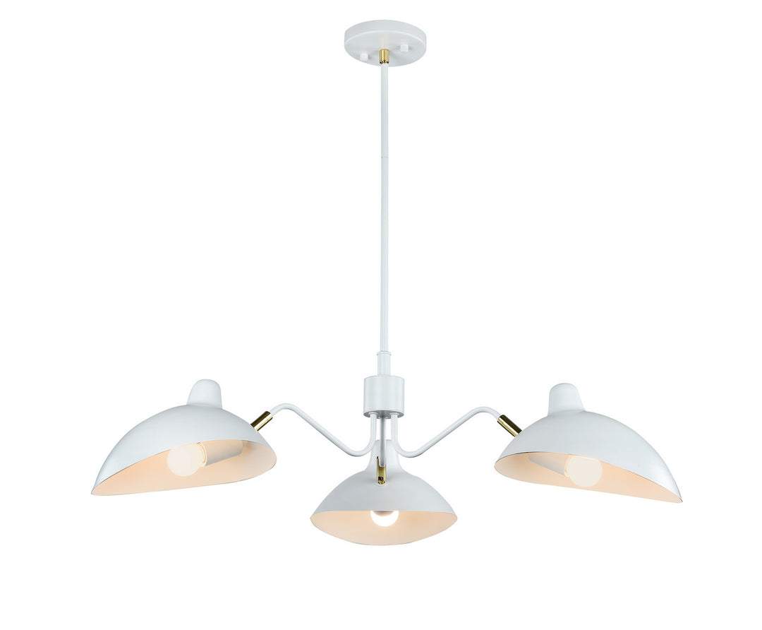 Droid Three Light Pendant in White & Brushed Gold - available from The Lighting Shoppe, trusted by Canadian homeowners