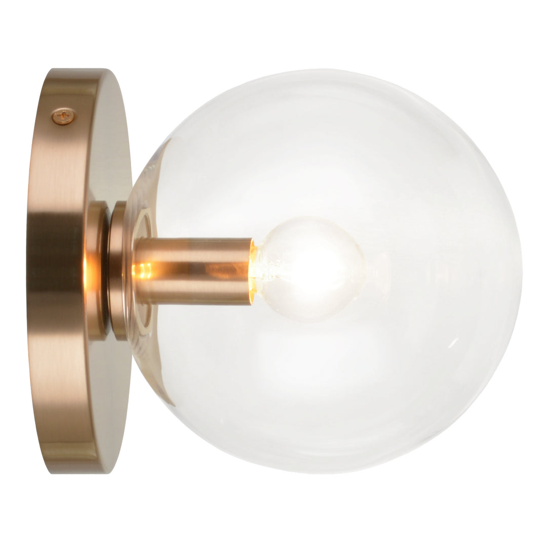 Cosmo One Light Wall Sconce/Ceiling Mount in Aged Gold Brass - available from The Lighting Shoppe, trusted by Canadian homeowners