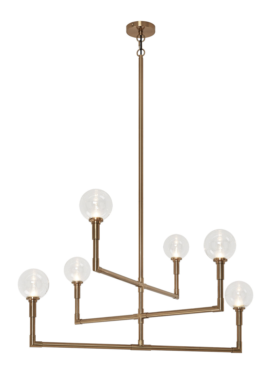 Candlestix Six Light Chandelier in Aged Gold Brass - available from The Lighting Shoppe, trusted by Canadian homeowners