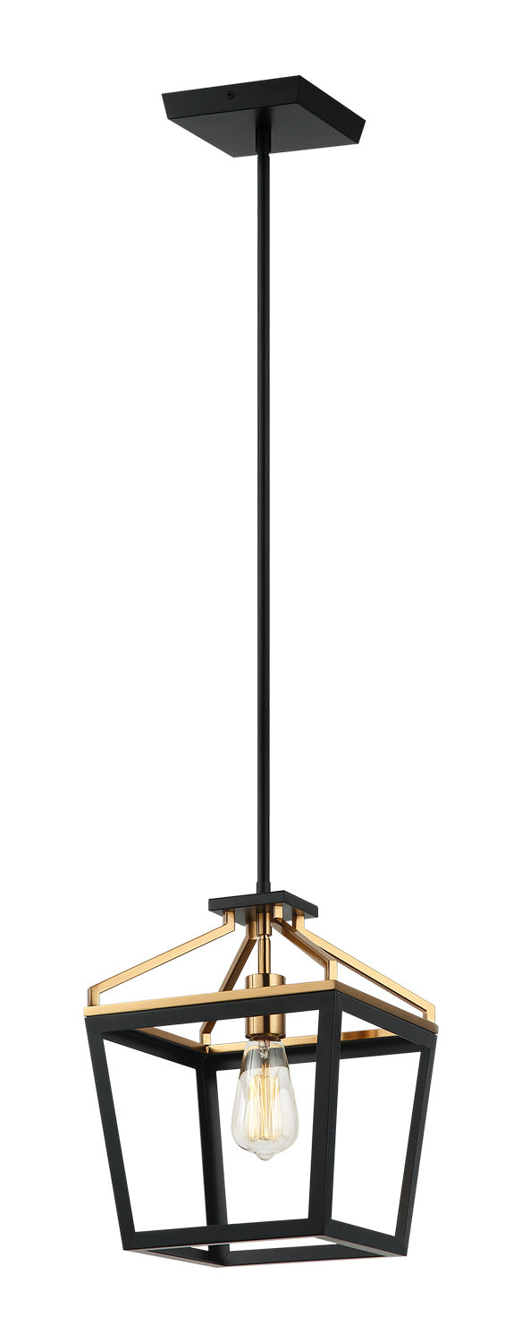 Mavonshire One Light Chandelier in Black + Aged Gold Brass - available from The Lighting Shoppe, trusted by Canadian homeowners