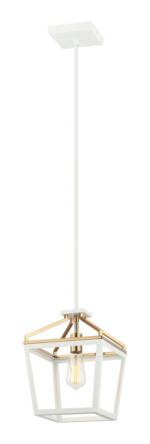 Mavonshire One Light Chandelier in White + Aged Gold Brass - available from The Lighting Shoppe, trusted by Canadian homeowners