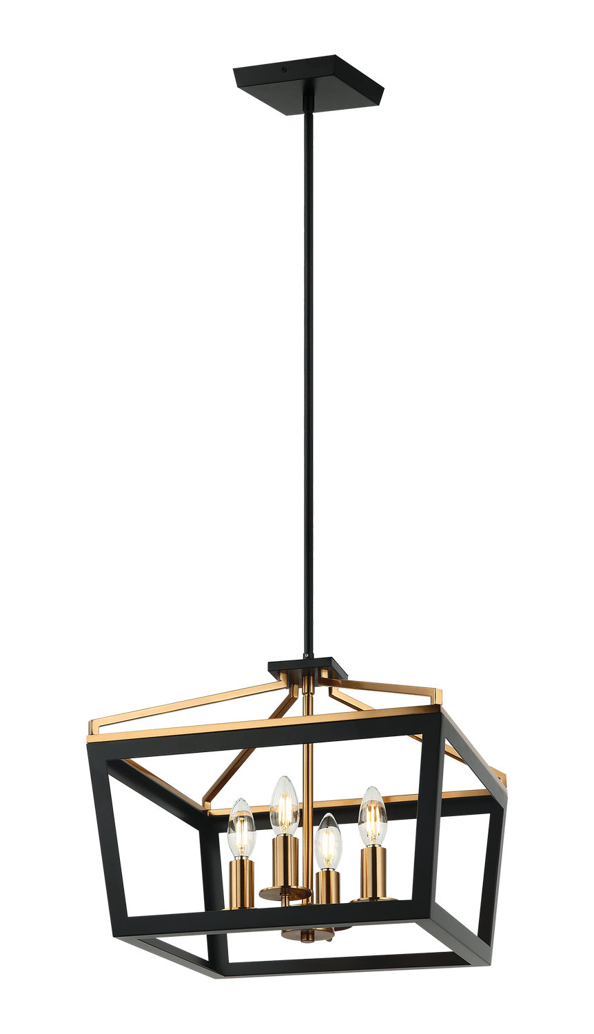 Mavonshire Four Light Chandelier in Black + Aged Gold Brass - available from The Lighting Shoppe, trusted by Canadian homeowners