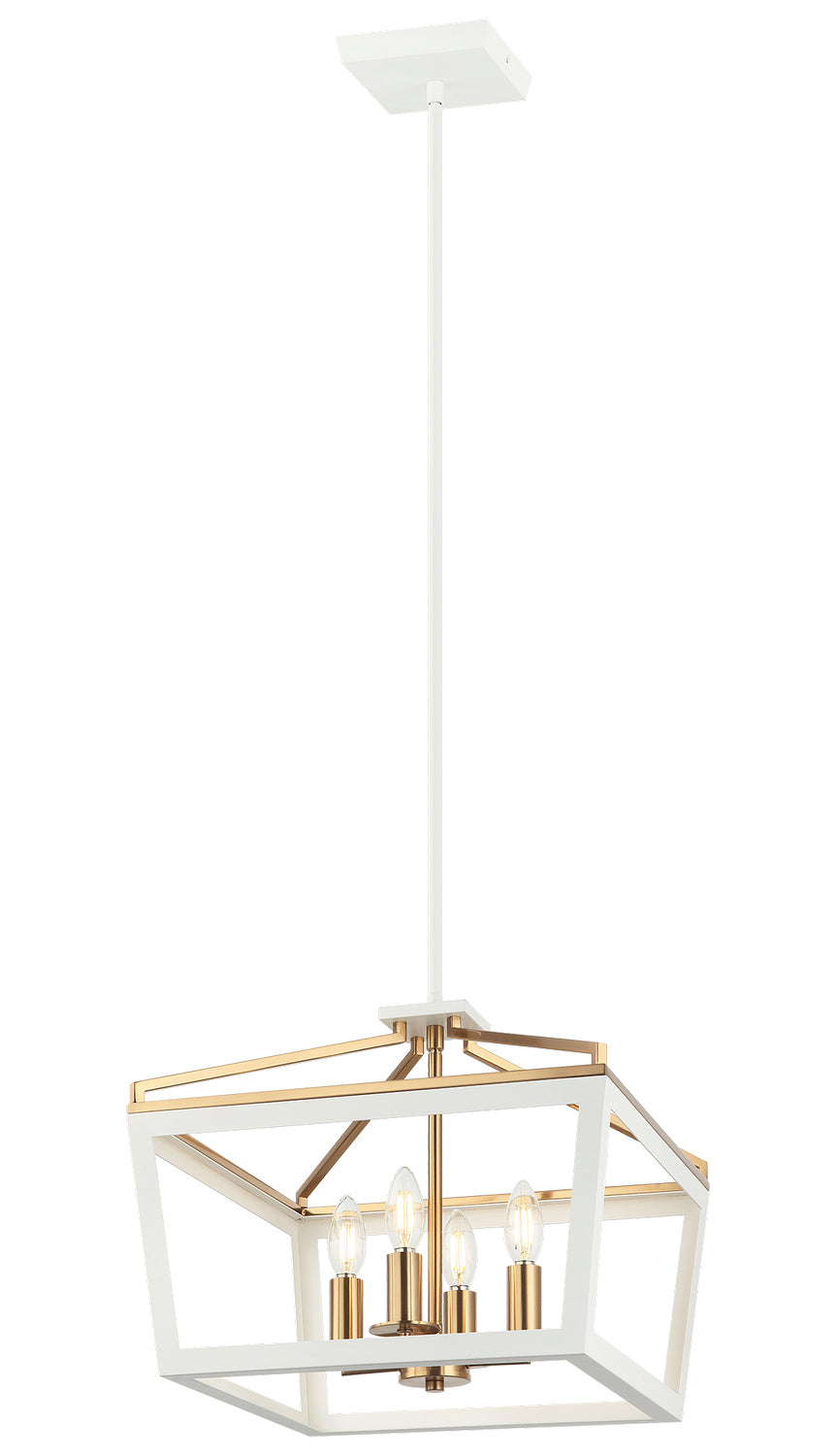 Mavonshire Four Light Chandelier in White + Aged Gold Brass - available from The Lighting Shoppe, trusted by Canadian homeowners