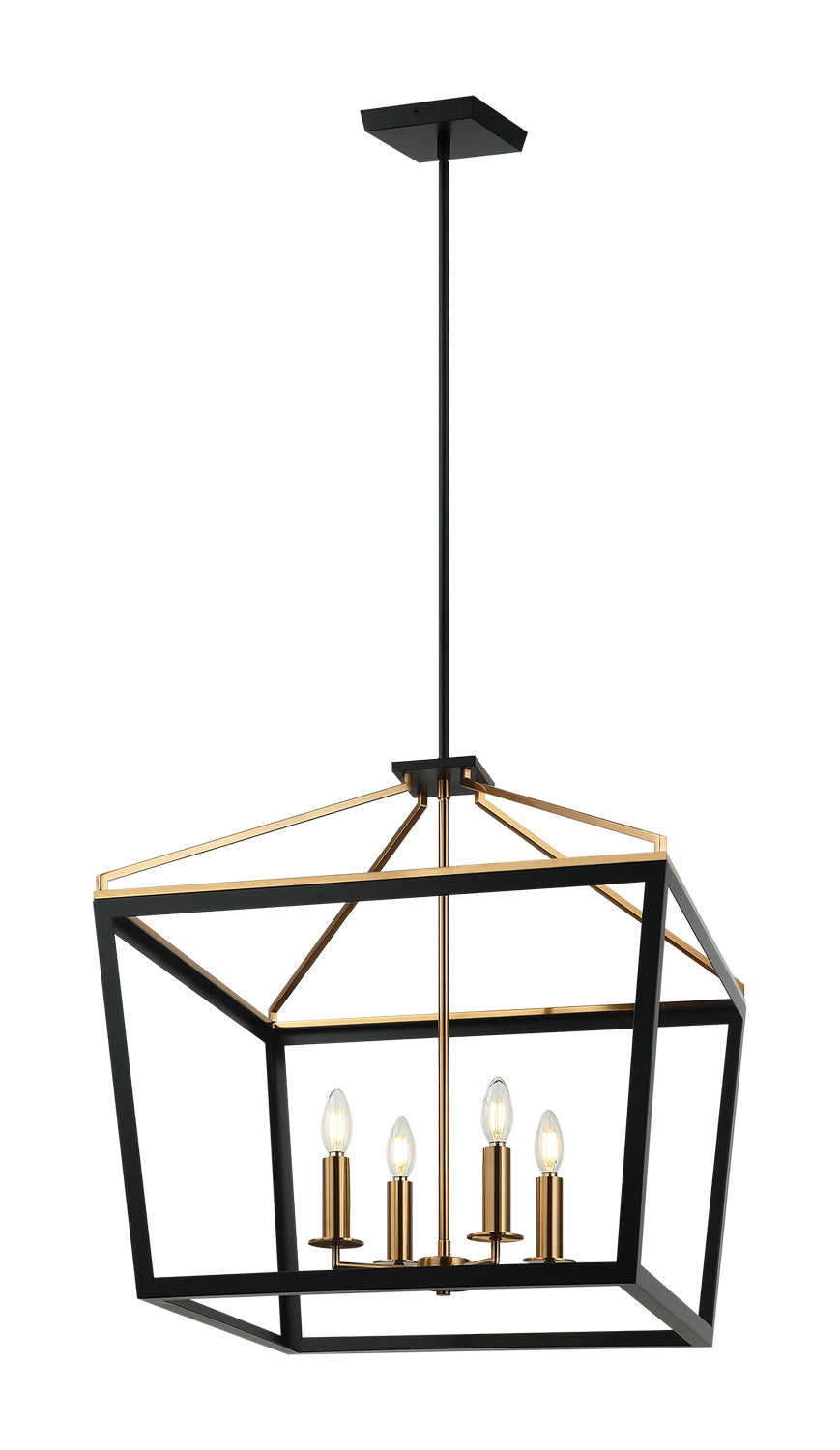 Mavonshire Four Light Chandelier in Black + Aged Gold Brass - available from The Lighting Shoppe, trusted by Canadian homeowners