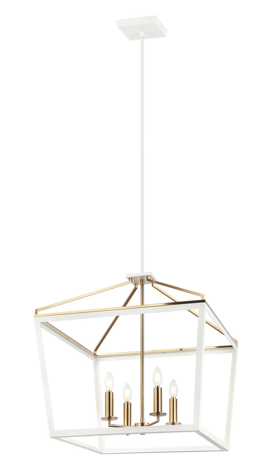 Mavonshire Four Light Chandelier in White + Aged Gold Brass - available from The Lighting Shoppe, trusted by Canadian homeowners