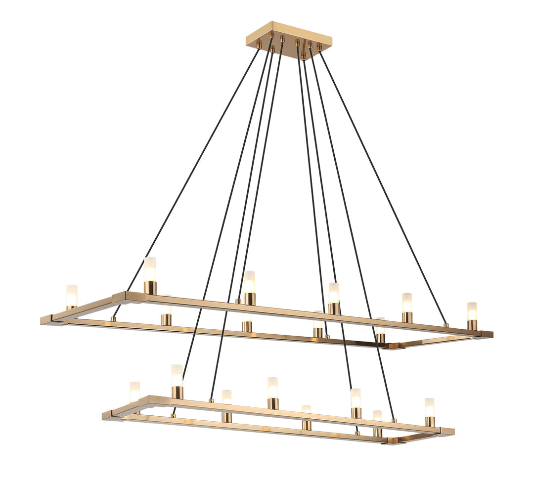 Cascadian 18 Light Chandelier in Aged Gold Brass - available from The Lighting Shoppe, trusted by Canadian homeowners