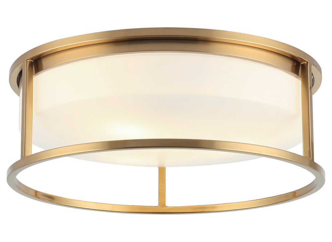 Framerton Three Light Ceiling Mount in Aged Gold Brass - available from The Lighting Shoppe, trusted by Canadian homeowners