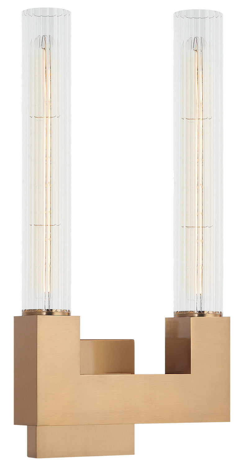 Odelle Two Light Wall Sconce in Aged Gold Brass - available from The Lighting Shoppe, trusted by Canadian homeowners