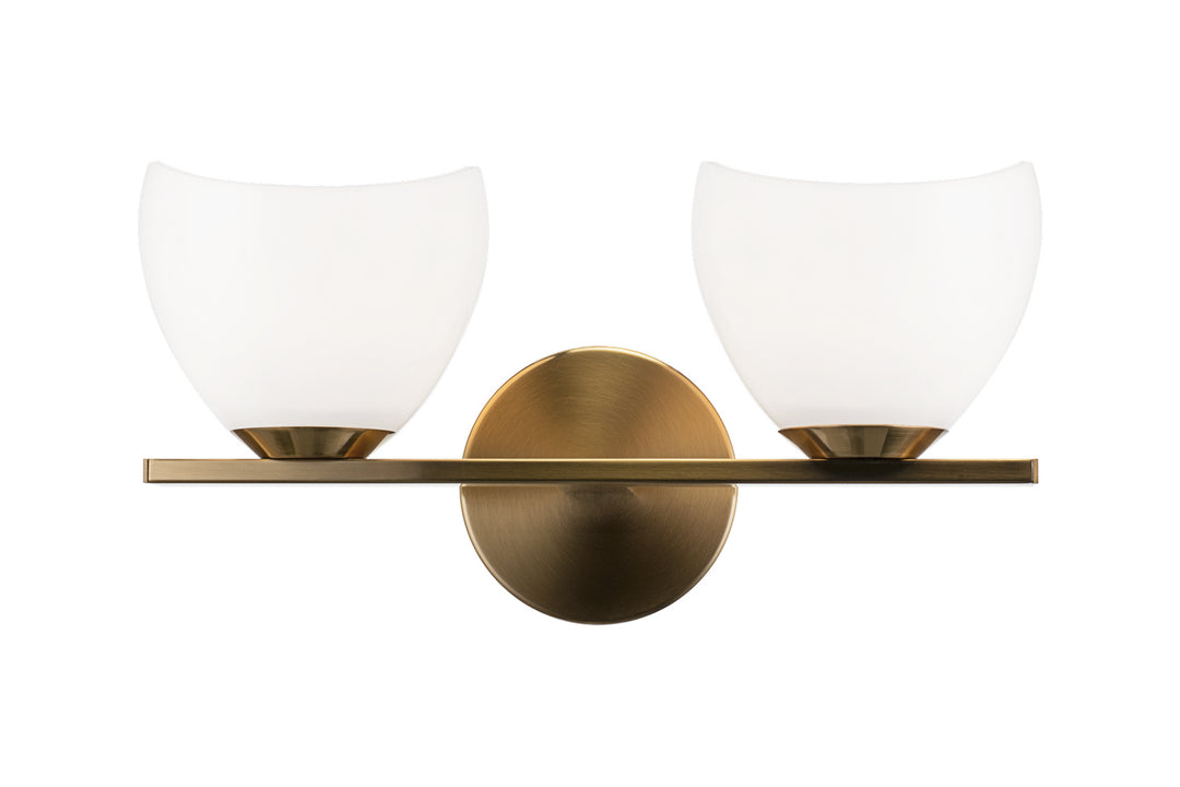 Uptowne Two Light Vanity in Aged Gold Brass - available from The Lighting Shoppe, trusted by Canadian homeowners