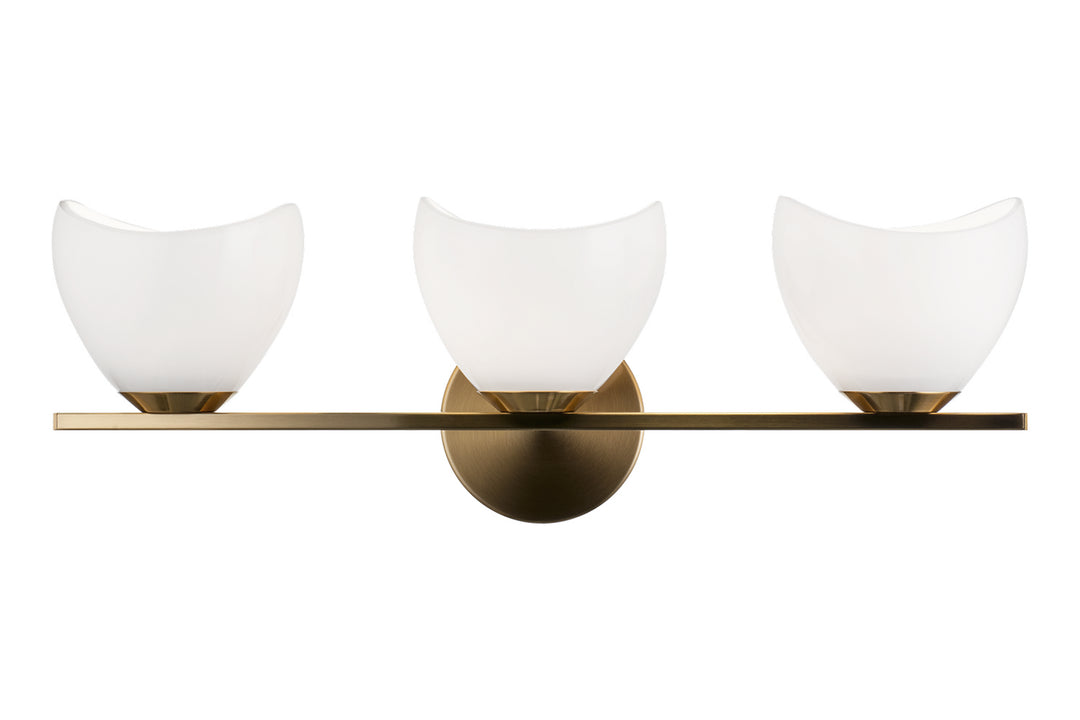 Uptowne Three Light Vanity in Aged Gold Brass - available from The Lighting Shoppe, trusted by Canadian homeowners