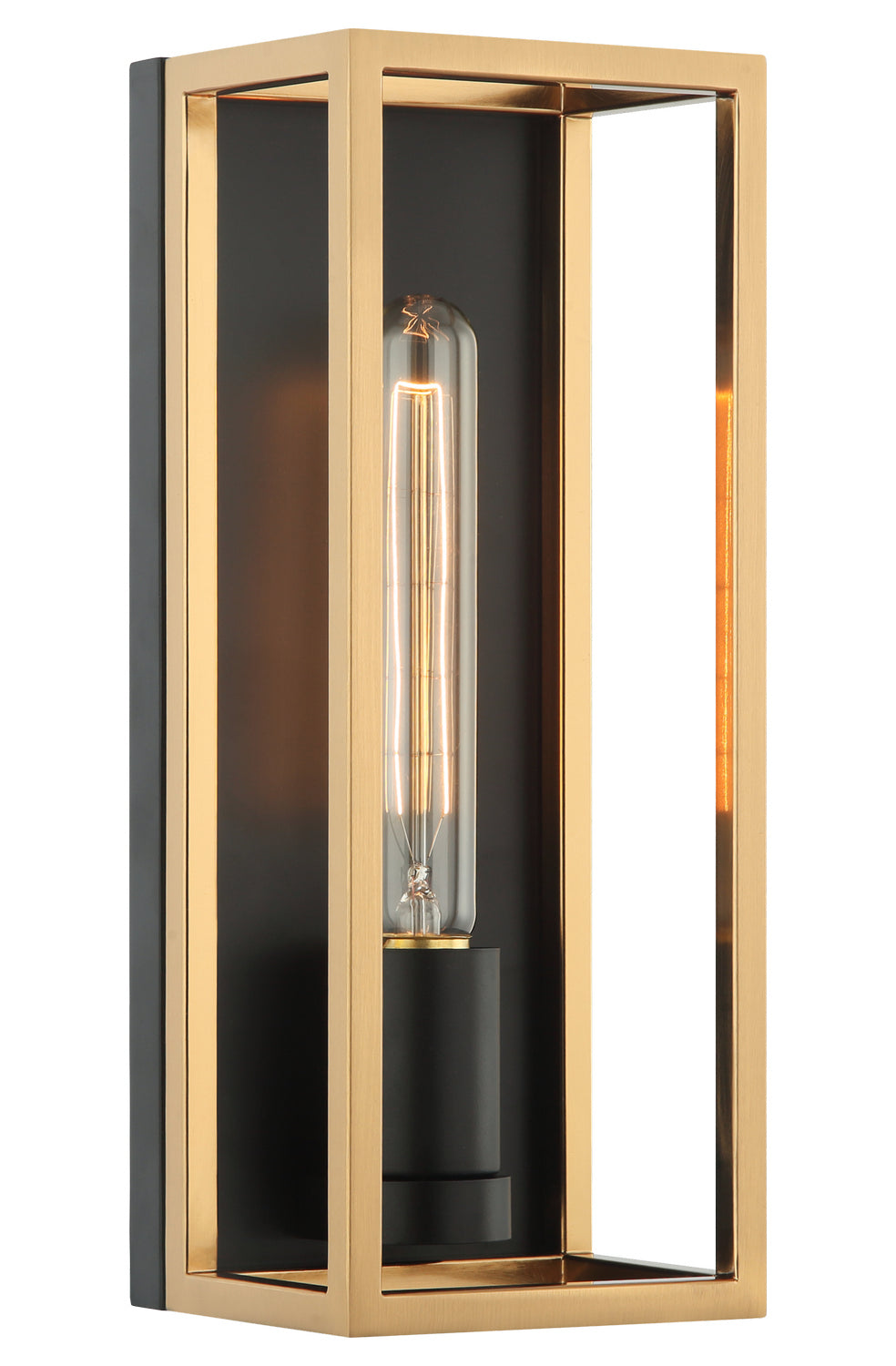 Shadowbox One Light Wall Sconce in Black + Aged Gold Brass - available from The Lighting Shoppe, trusted by Canadian homeowners