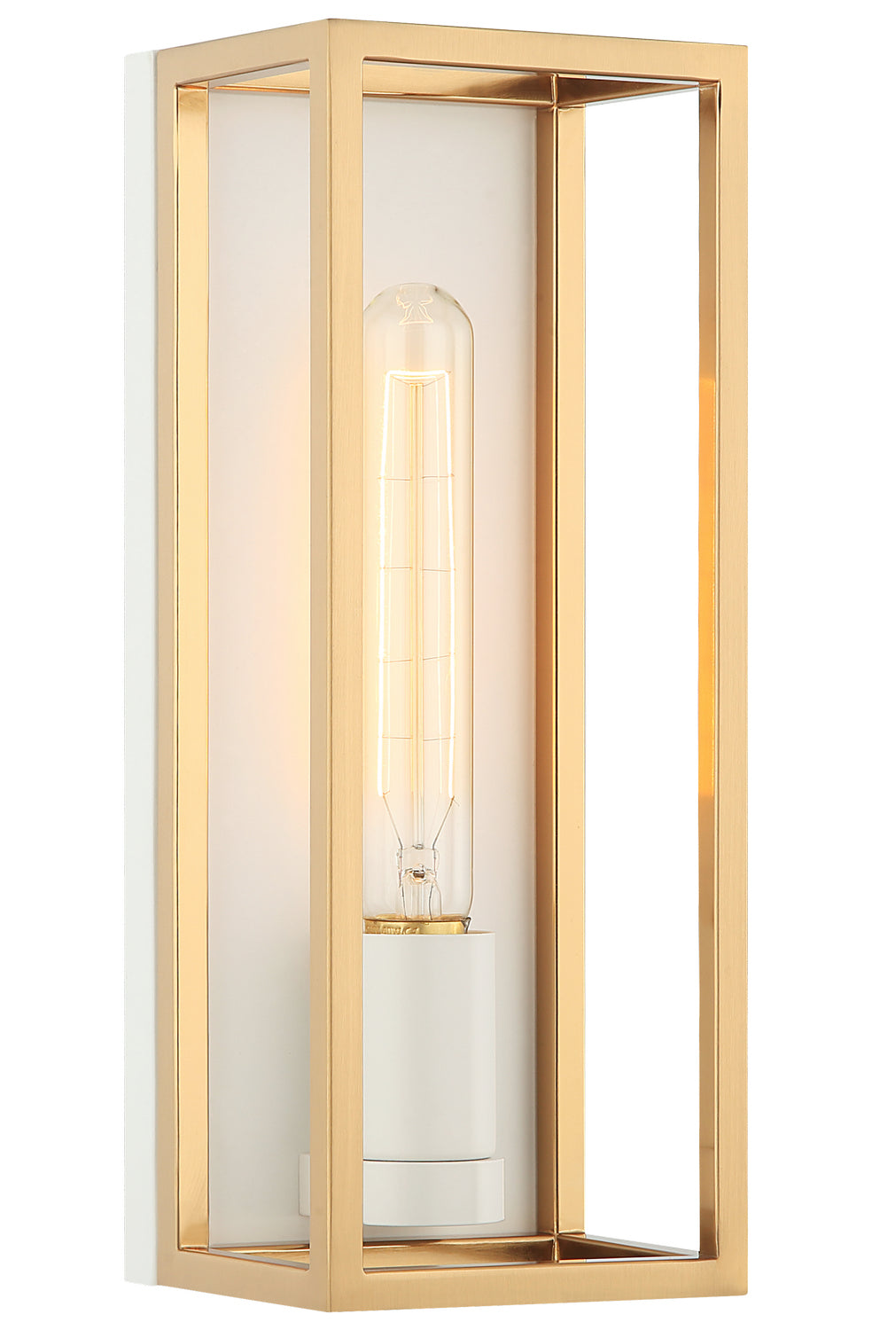 Shadowbox One Light Wall Sconce in White + Aged Gold Brass - available from The Lighting Shoppe, trusted by Canadian homeowners