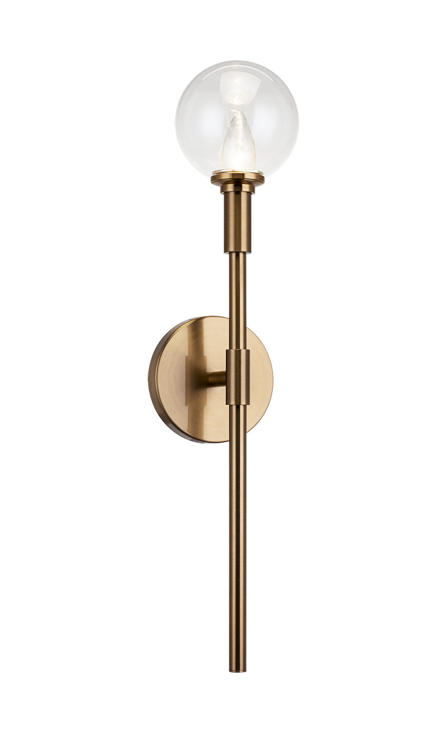 Candlestix One Light Wall Sconce in Aged Gold Brass - available from The Lighting Shoppe, trusted by Canadian homeowners