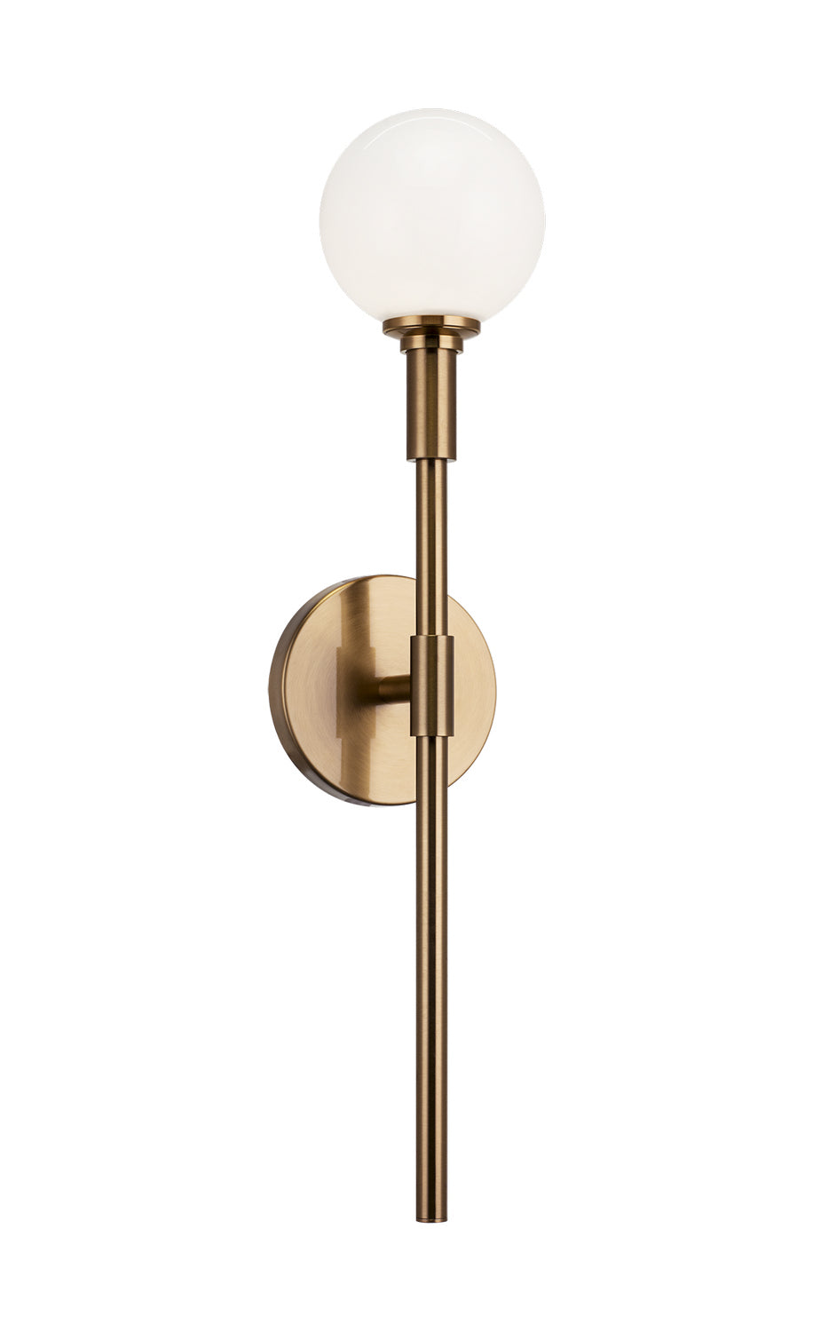 Candlestix One Light Wall Sconce in Aged Gold Brass - available from The Lighting Shoppe, trusted by Canadian homeowners
