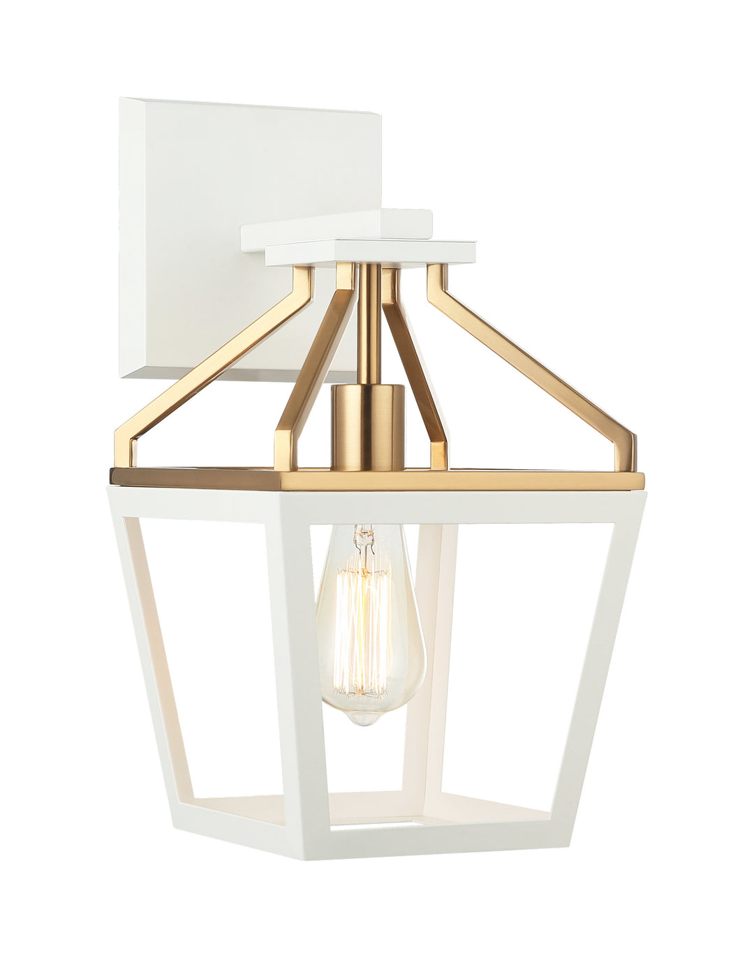 Mavonshire One Light Wall Sconce in White + Aged Gold Brass - available from The Lighting Shoppe, trusted by Canadian homeowners