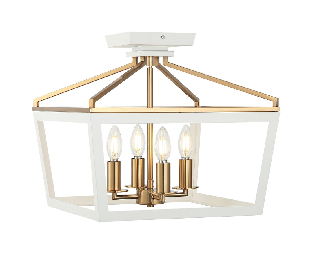 Mavonshire One Light Ceiling Mount in White + Aged Gold Brass - available from The Lighting Shoppe, trusted by Canadian homeowners